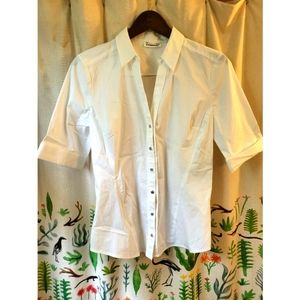 🆕️NWT New York and Co Women's Collared Short Sleeve Dress Shirt White Medium